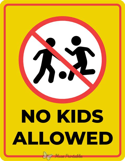 Printable No Kids Allowed Sign .